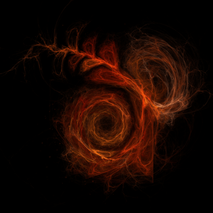Moving abstract red fractal on black background