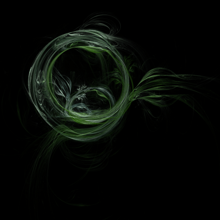 Moving abstract green and white fractal on black background