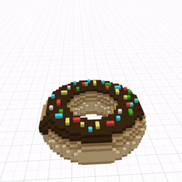 Spinning voxel wearable of a donut with chocolate glaze and sprinkles