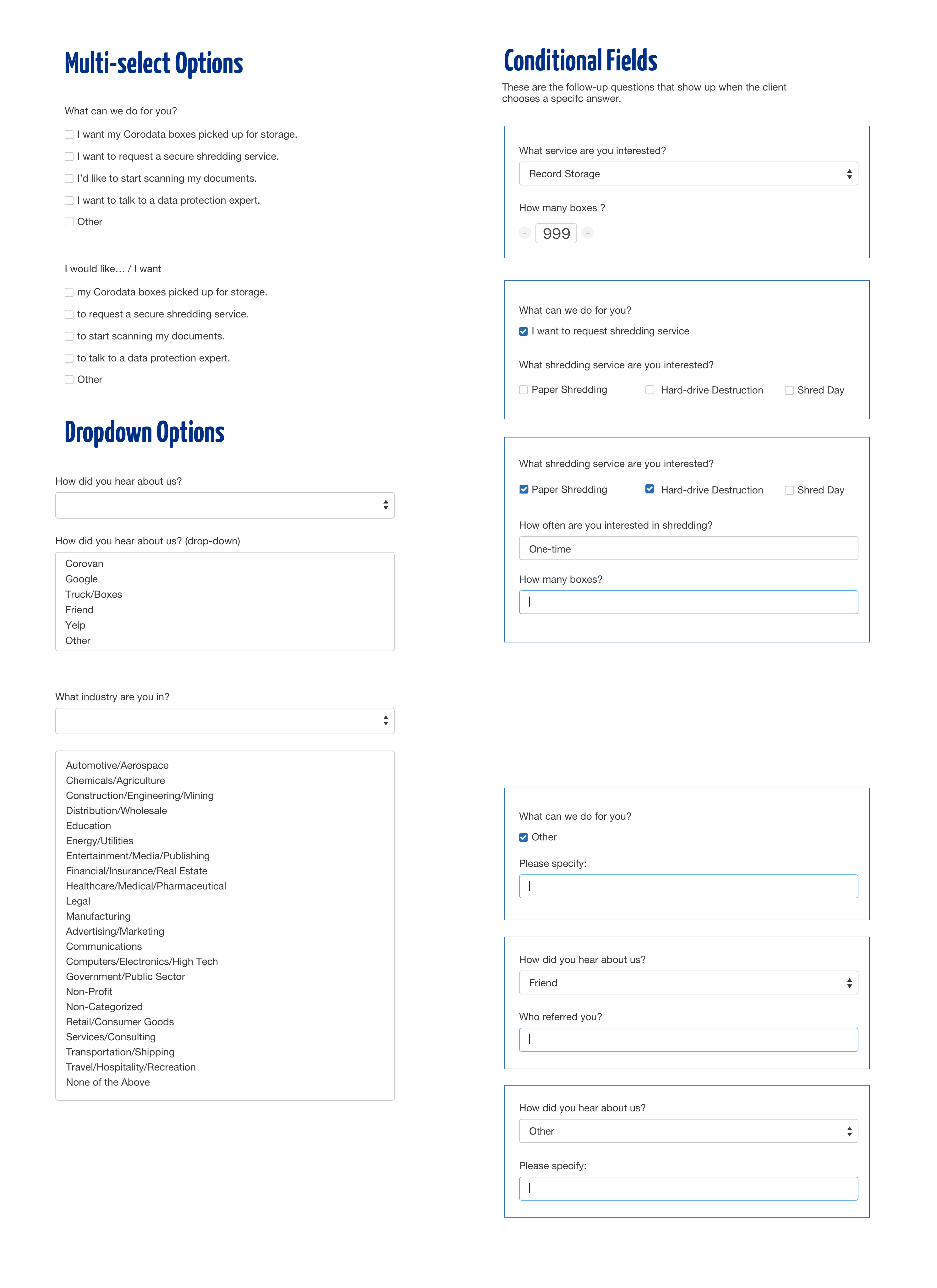 New prospect form details